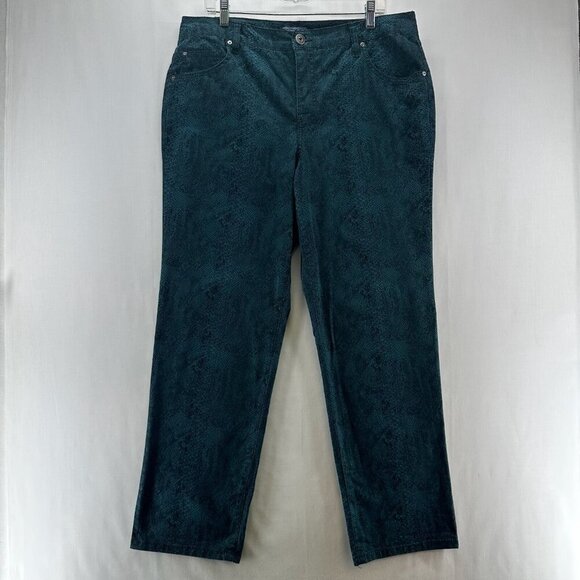 Bandolino Pants - Bandolino Mandie Pants Women Sz 14W High Rise Straight Snake Print Stretchy Teal